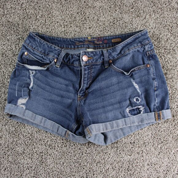 Faded Glory Denim Shorts Womens 12 Blue Cuffed Casual Fit - Picture 2 of 8